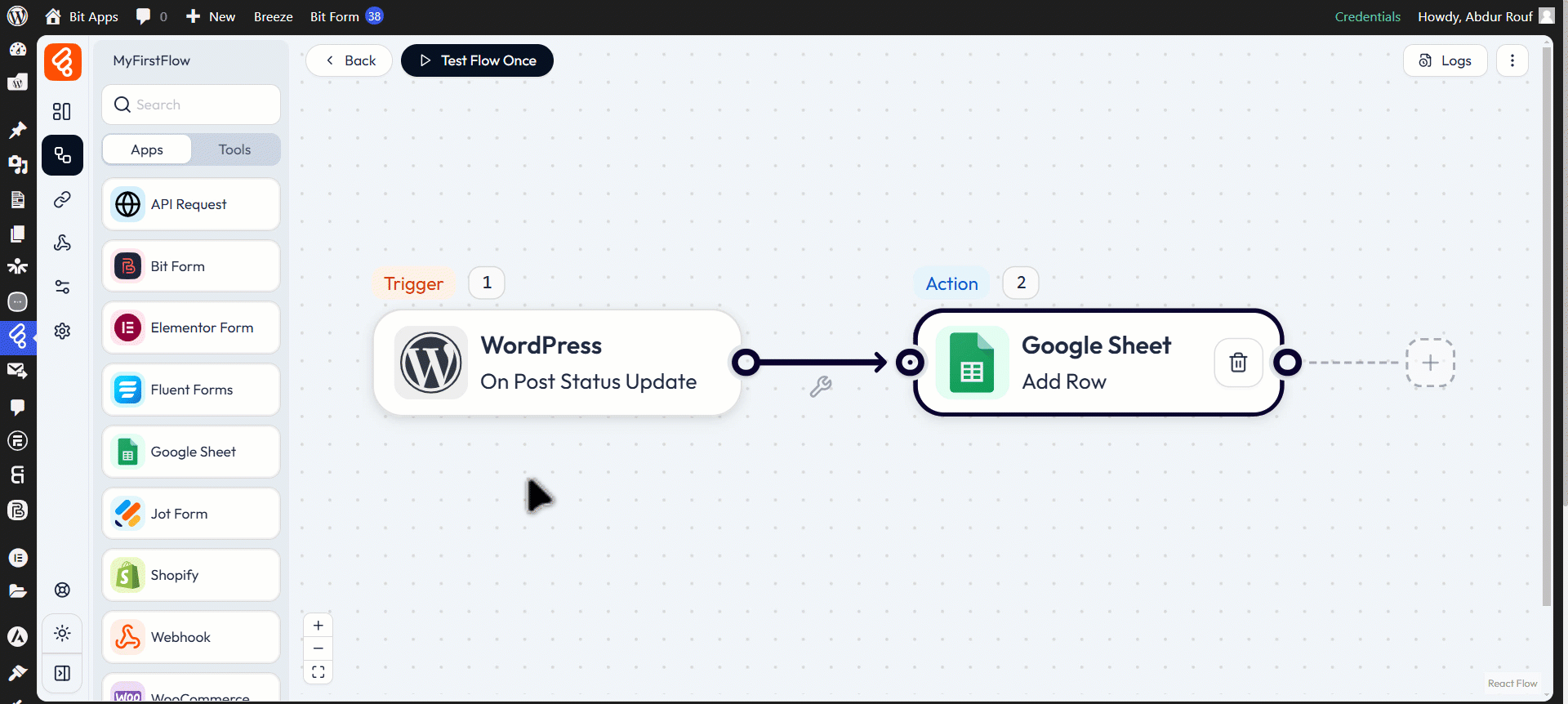 Get started with Bit Flows - Test Flow Once