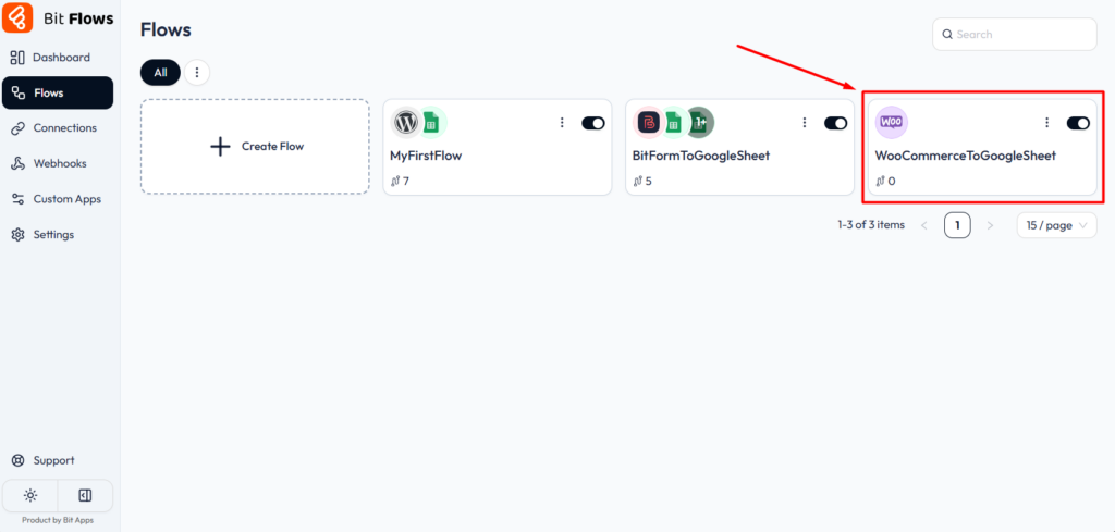 Use iterator tool in bit flows - Open Existing Flow