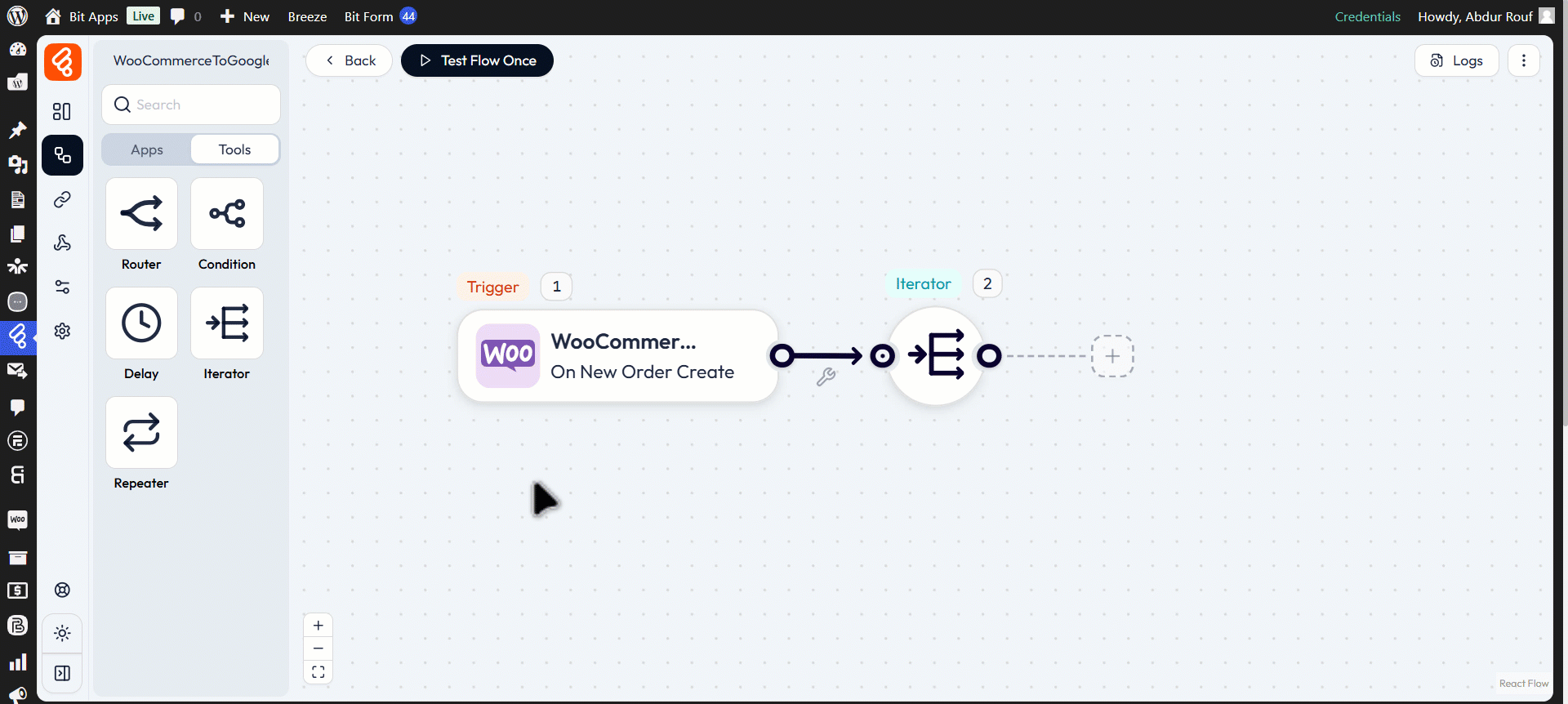 Use iterator tool in bit flows - Selecting an Array
