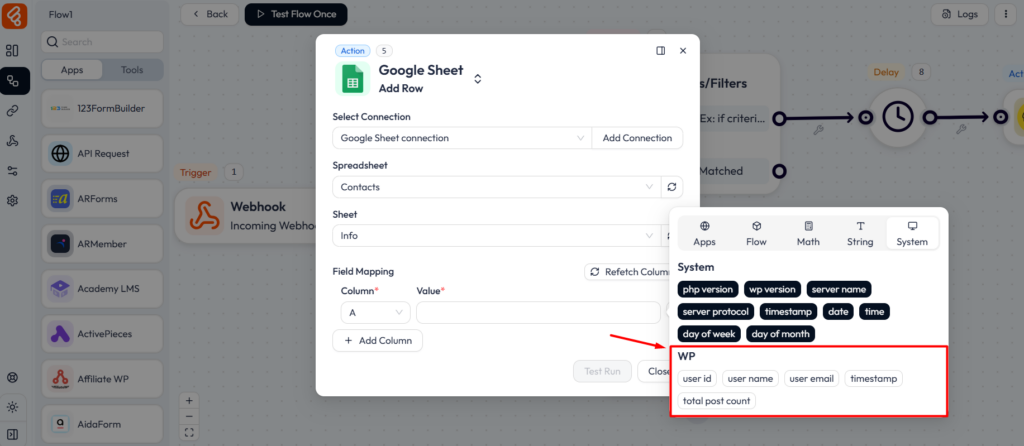 Bit Flows - Fields Mapping - System - WP
