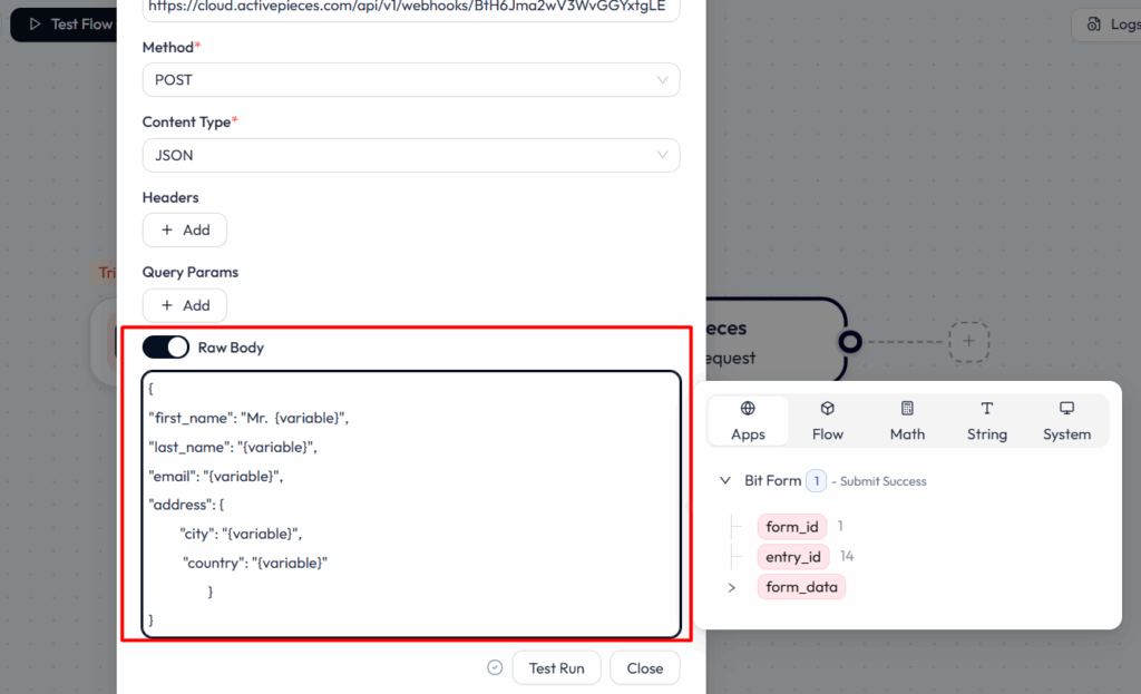 ActivePieces Integrations with Bit Flows  - Map Raw Body