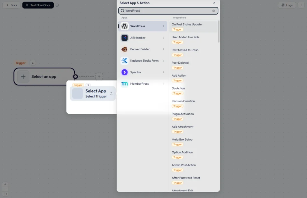 añadir wordpress como activador