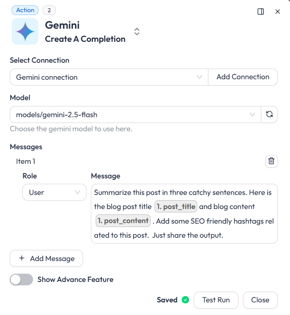 mapeo de campos gemini en flujos de bits
