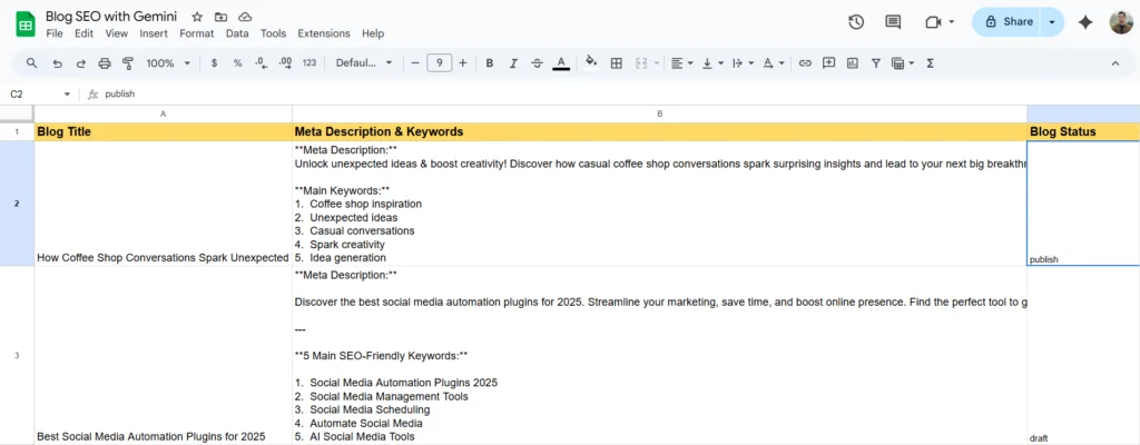 meta descripción y palabras clave seo