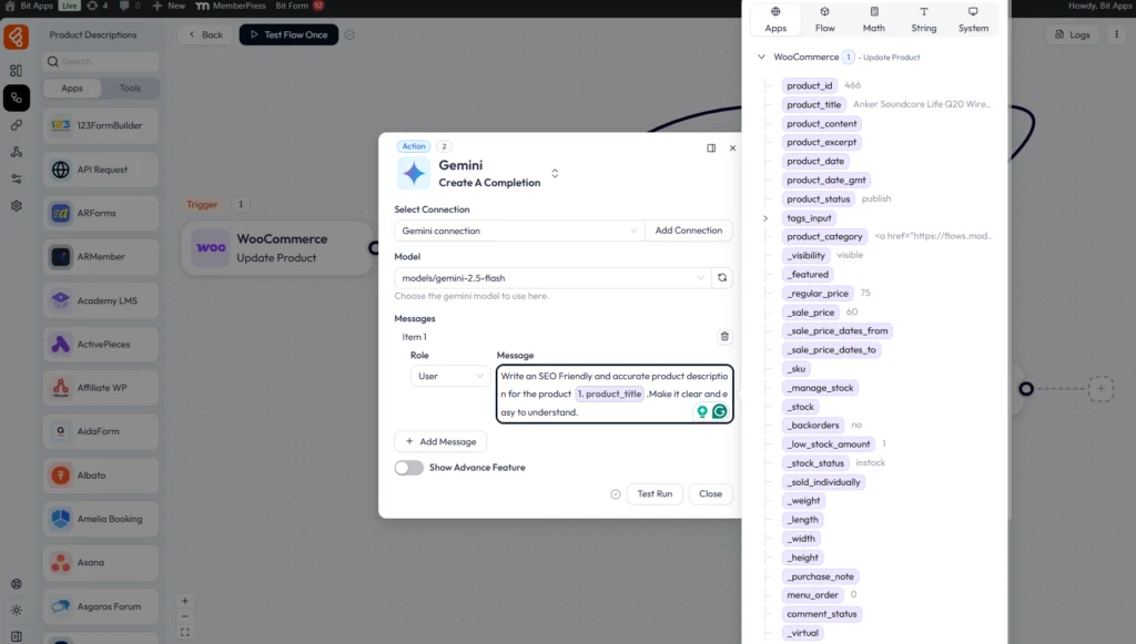 descripción del producto mediante gemini