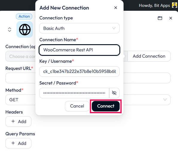 Añadir el resto WooCommerce api para Bit Flows oauth básico
