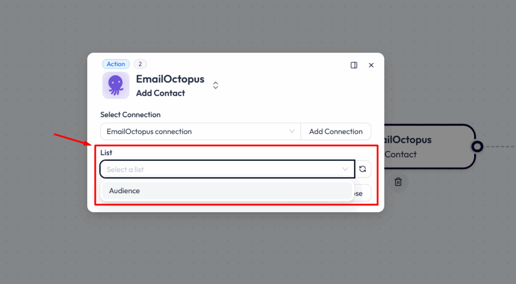 EmailOctopus Integrations with Bit Flows - Choose List