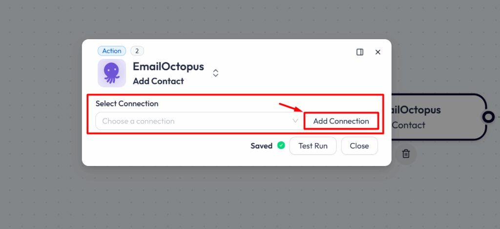 EmailOctopus Integrations with Bit Flows - Click on Add Connection
