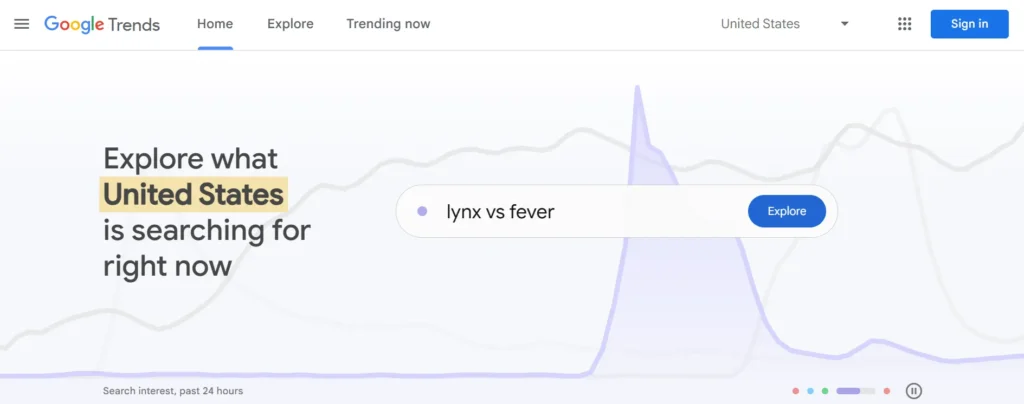 Google Trends - Best AI market research tool for startups