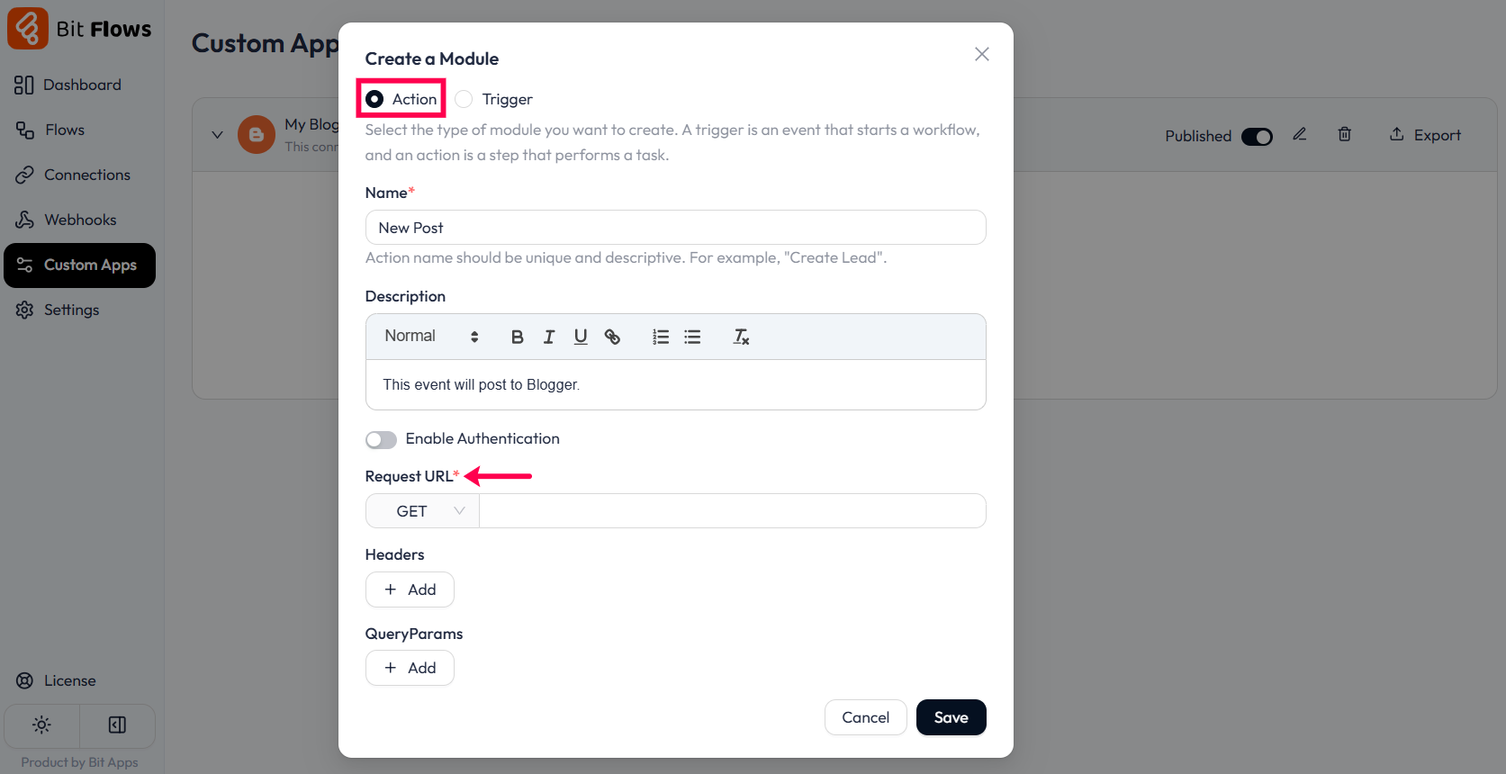 Easily Create No-Code API Integrations Using Bit Flows Custom App