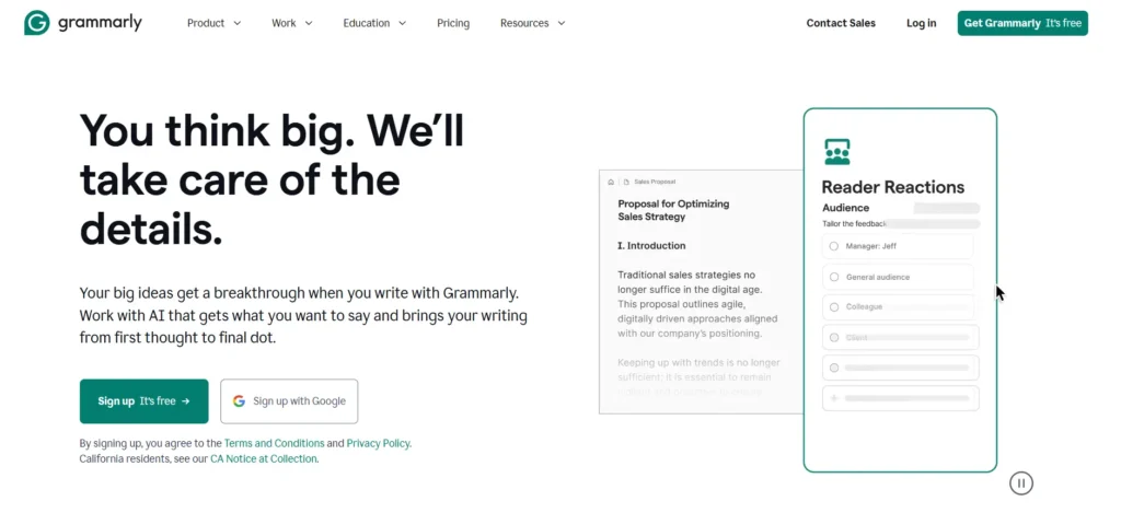 Grammarly - Best AI writing assistant for startups