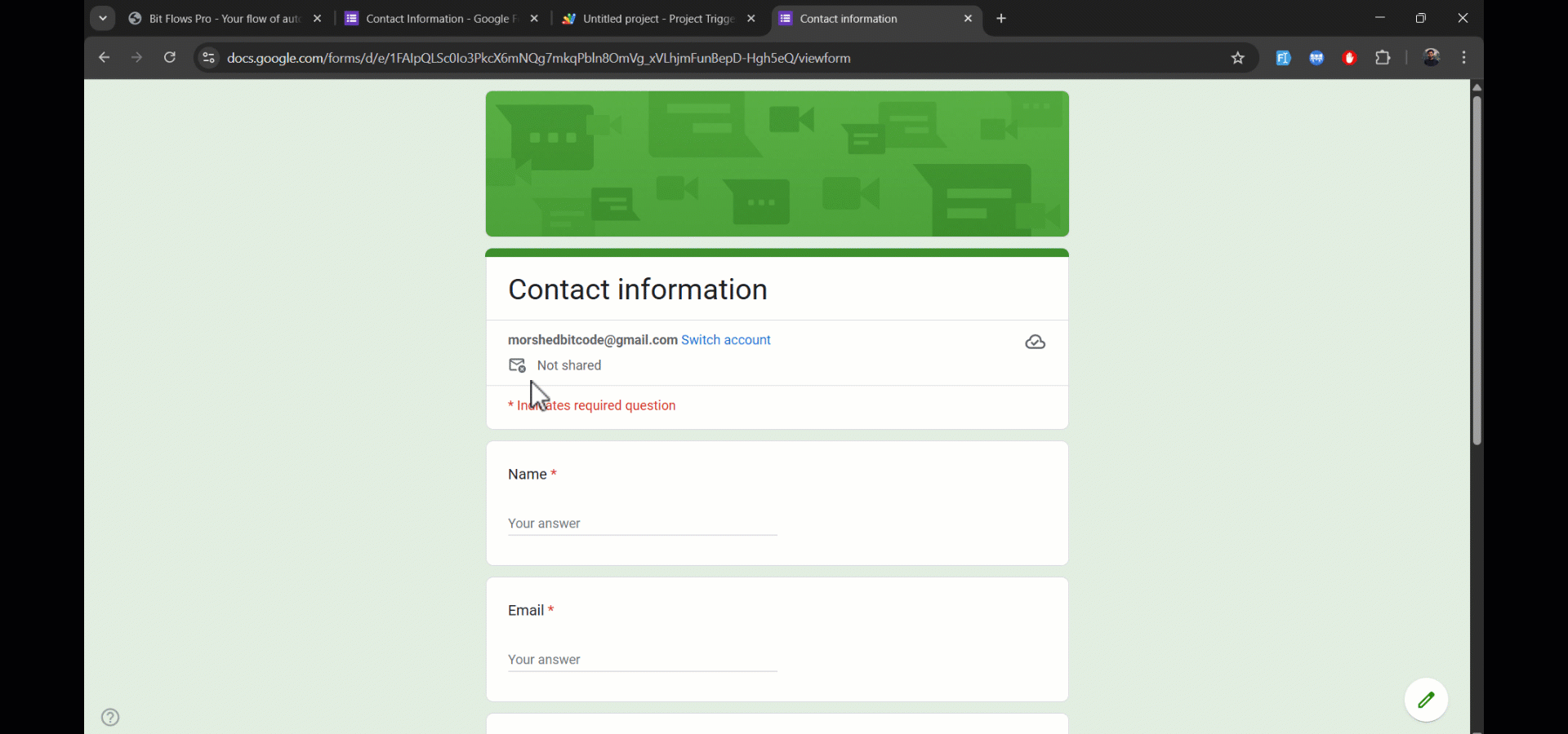 Google Forms integrations - google forms Integrations with Bit Flows