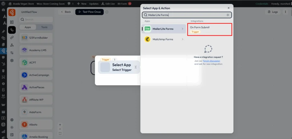 MailerLite Forms integrations as trigger - MailerLite Forms integrations with Bit Flow