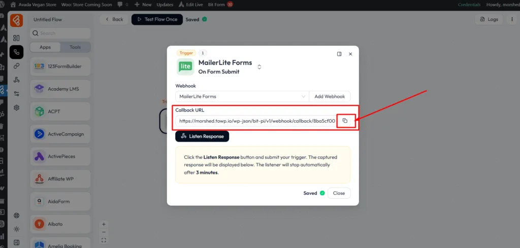 MailerLite Forms integrations as trigger - MailerLite Forms integrations with Bit Flow