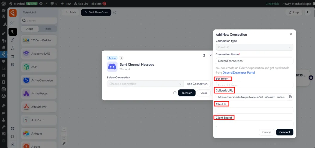Discord Integrations as Action