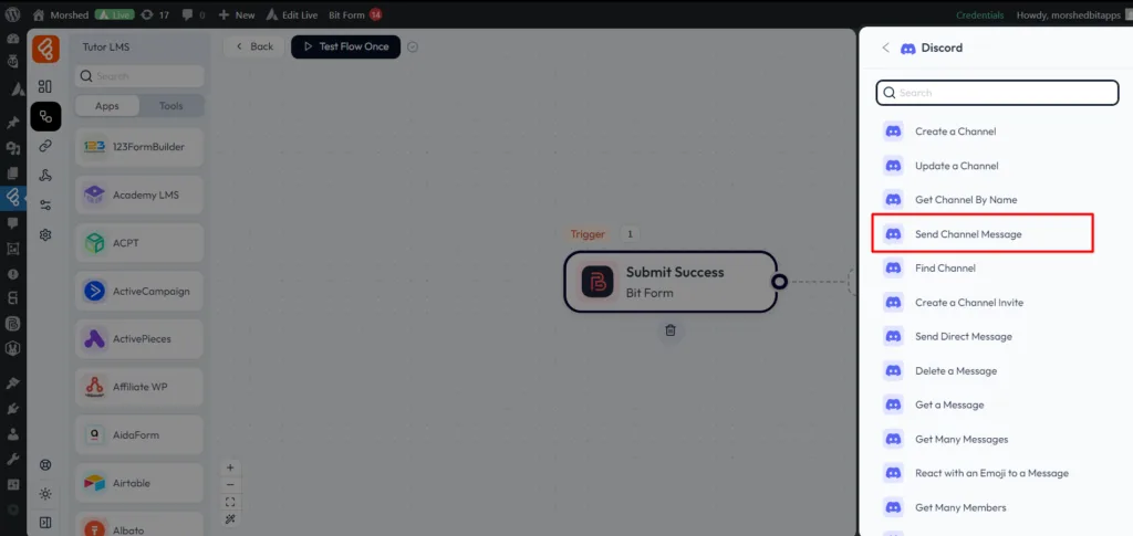 Discord Integrations as Action