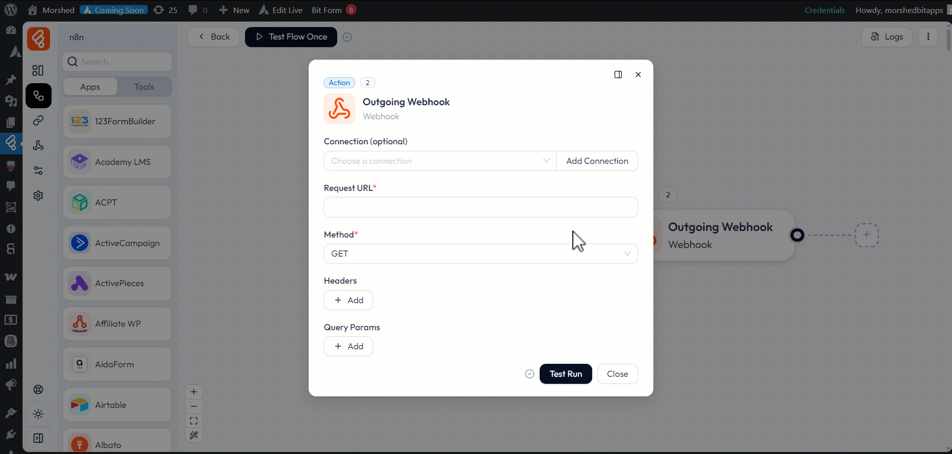 Webhook integrations as action