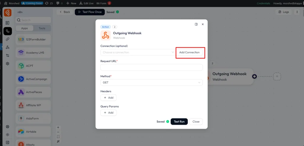 Webhook integrations as action