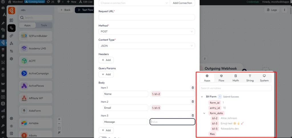 Webhook integrations as action