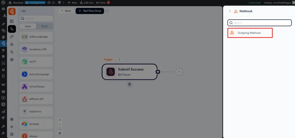 Webhook integrations as action