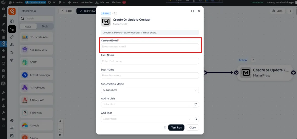 MailerPress Integrations as Action