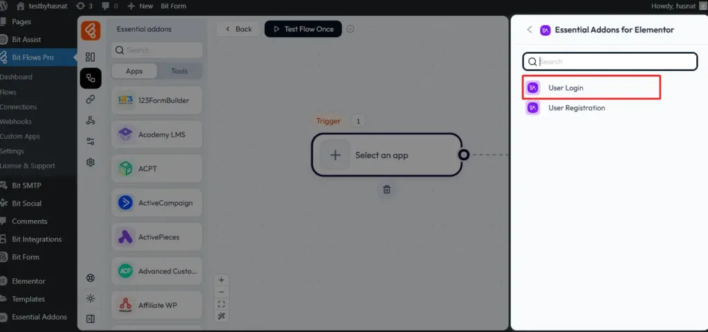 User Login” event