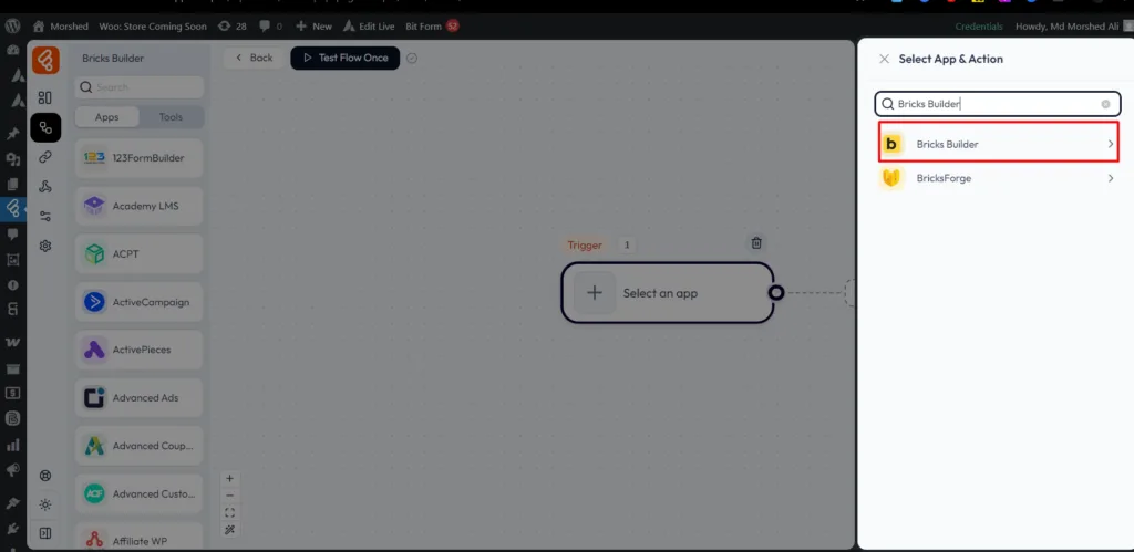 Bricks Builder Integrations as Trigger
