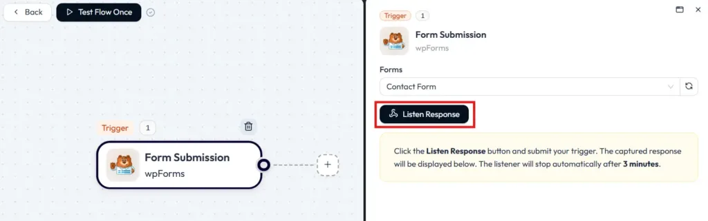 Click on the listen response button