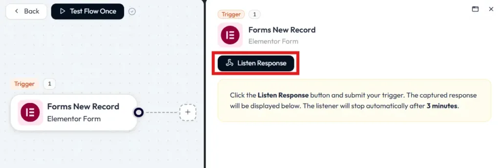 Elementor Form ascolta la risposta in Bit Flows