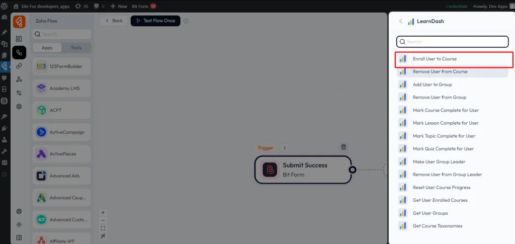 LearnDash Integrations as Action