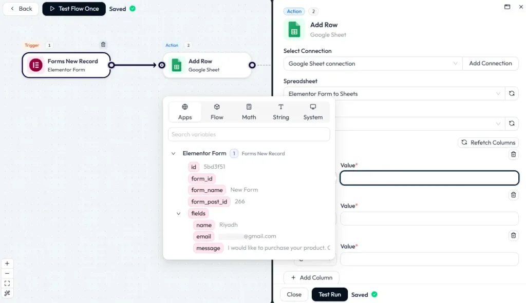 Mappare i dati di Elementor Forms con Google Sheets