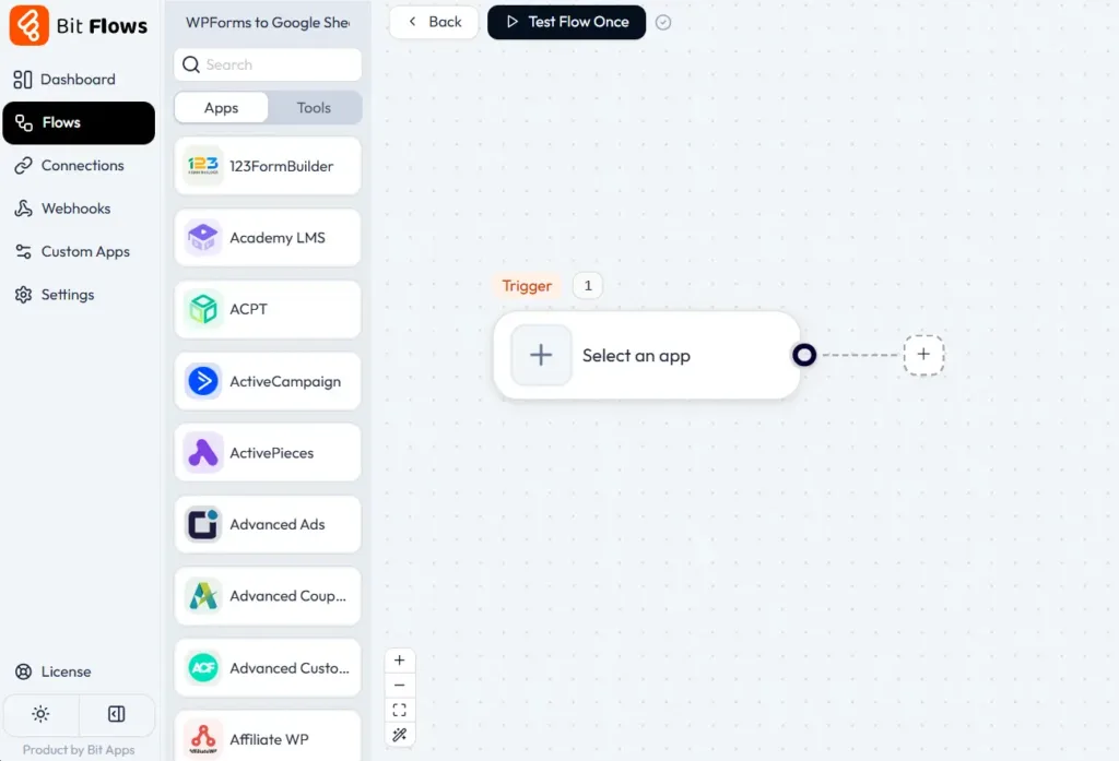 Select trigger to send WPForms data to Google Sheets