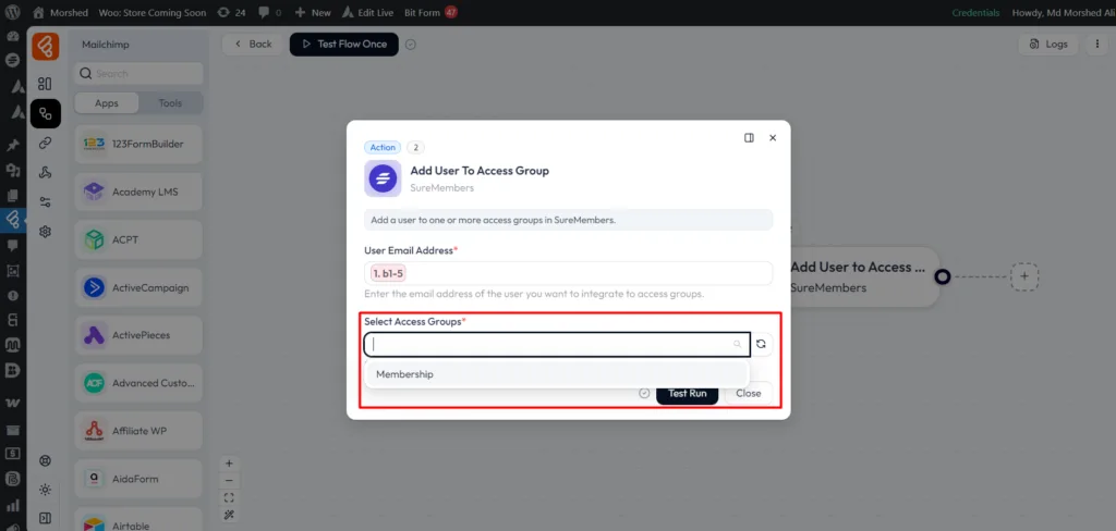 SureMembers Integrations as Action
