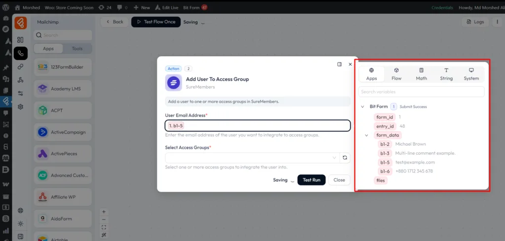 SureMembers Integrations as Action