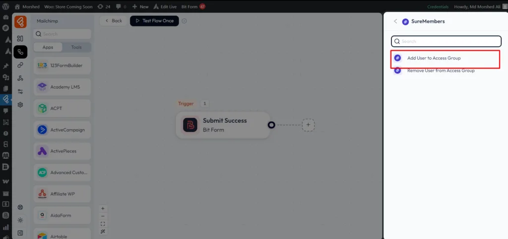 SureMembers Integrations as Action