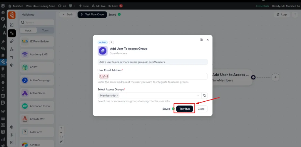 SureMembers Integrations as Action