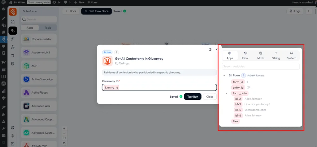 RafflePress Integrations as Action