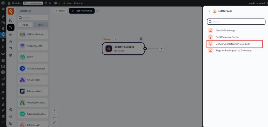 RafflePress Integrations as Action