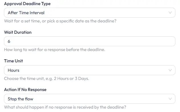 Approval deadline type in Bit Flows Human in the Loop