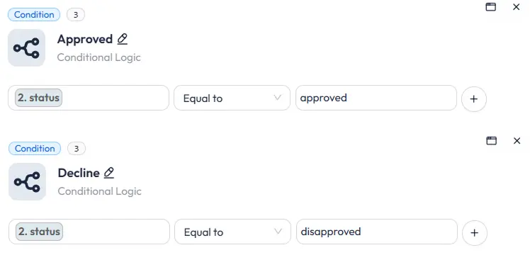 Approve and disapprove in Bit Flows human in the loop