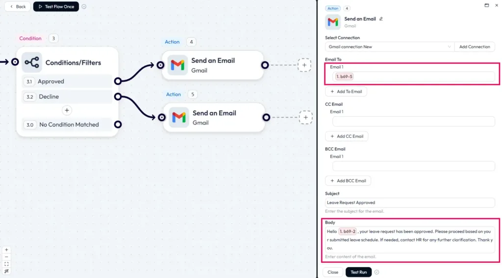 Follow up email after human in the loop