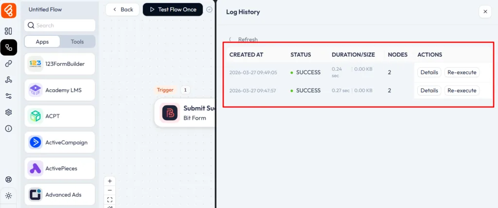 omnisend integration with bit flows status success