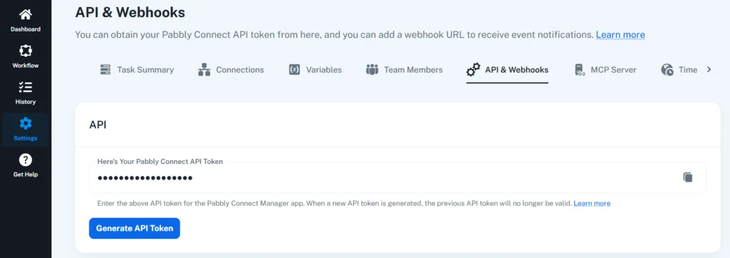 pabbly connect integration with bit flows api token