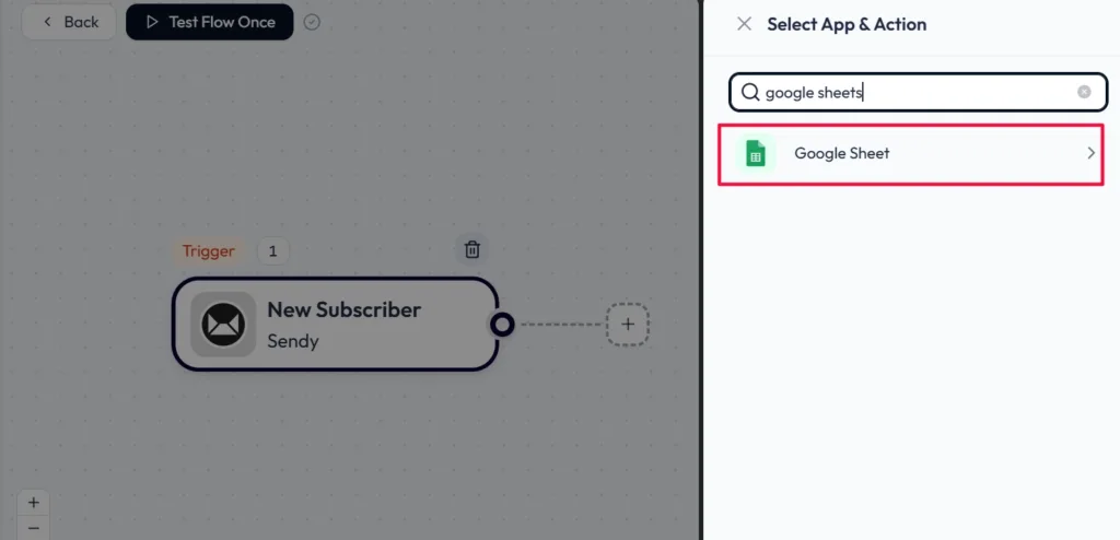 sendy integration google sheets as action