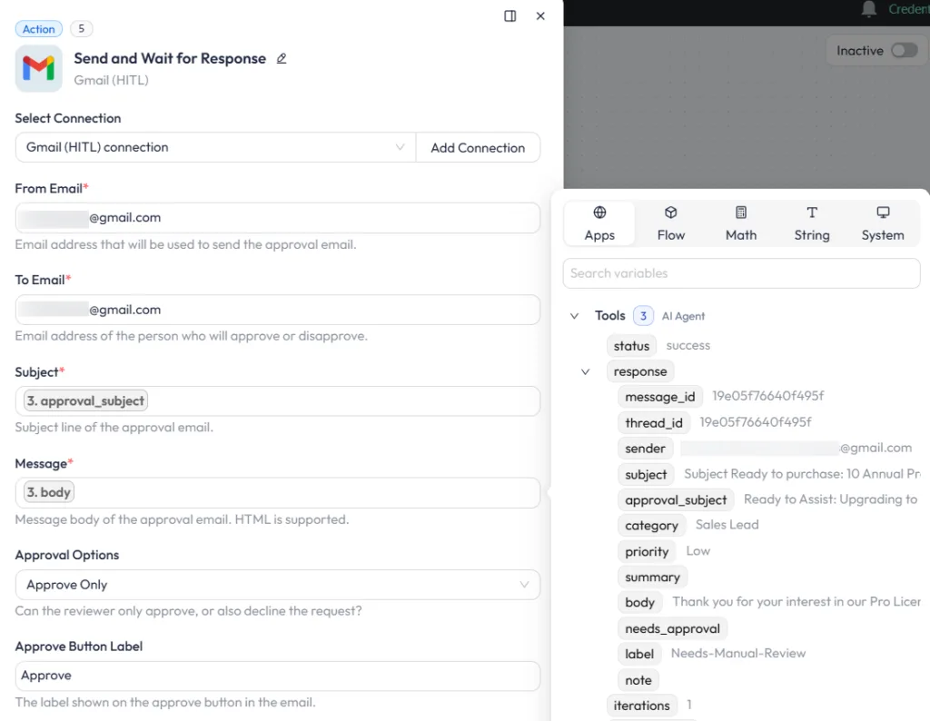 Configure Gmail HITL the for Human Approval