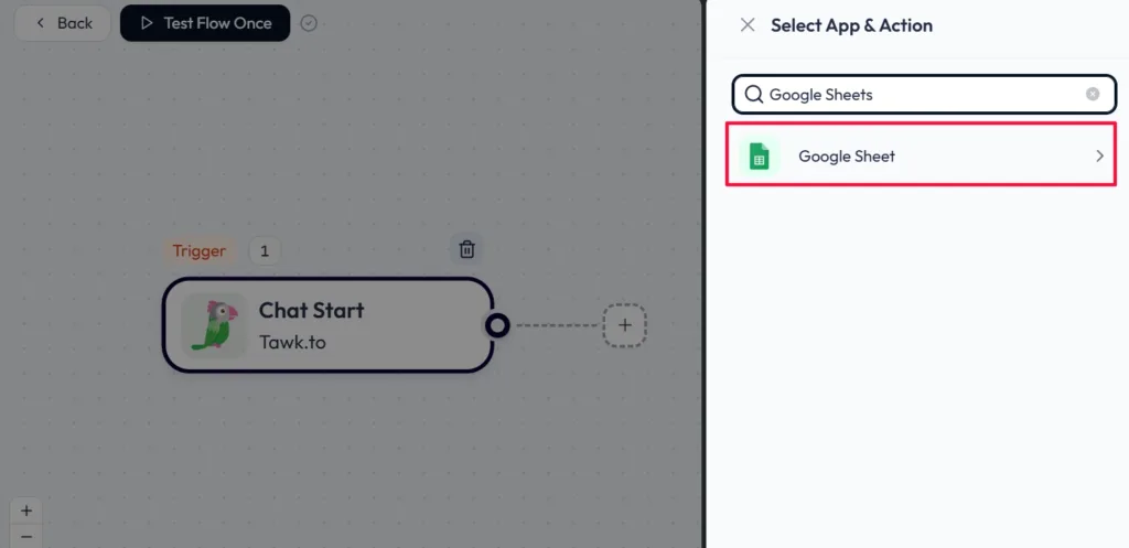 Tawk.to Integration with Bit Flows - select Action App
