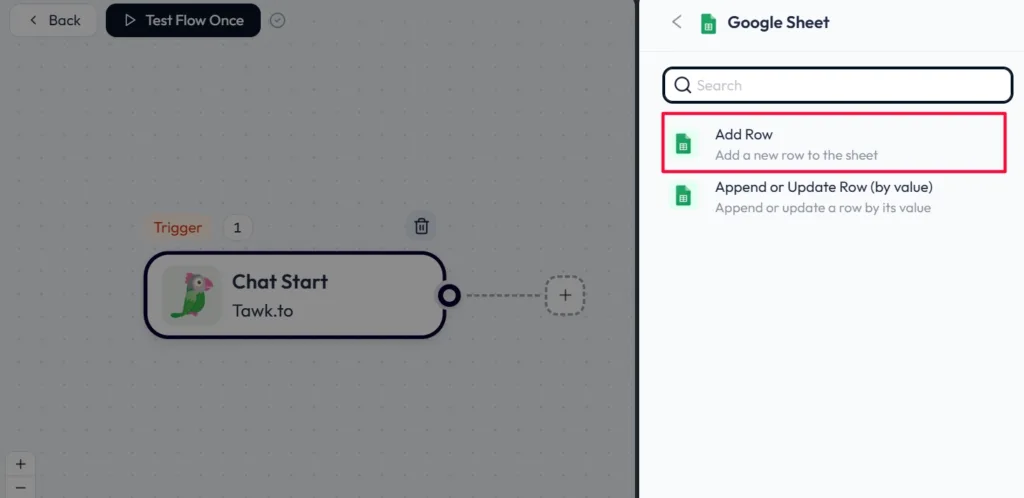 Tawk.to Integration with Bit Flows - select Action App event