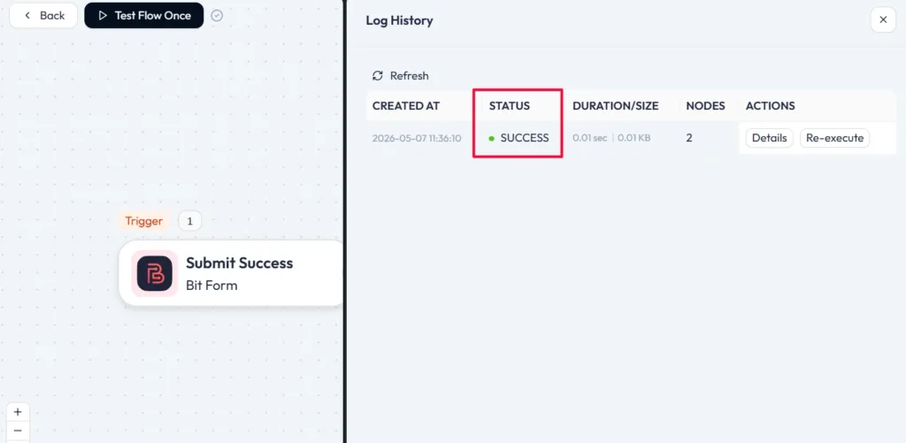 User Registration & Membership as action with Bit Flows- Logs Status Success