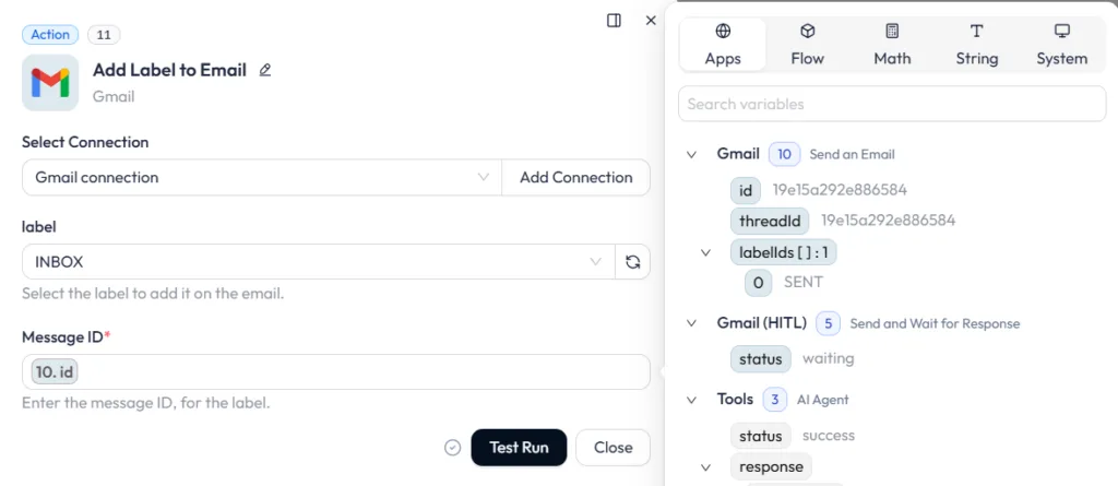 add a label to email configuration
