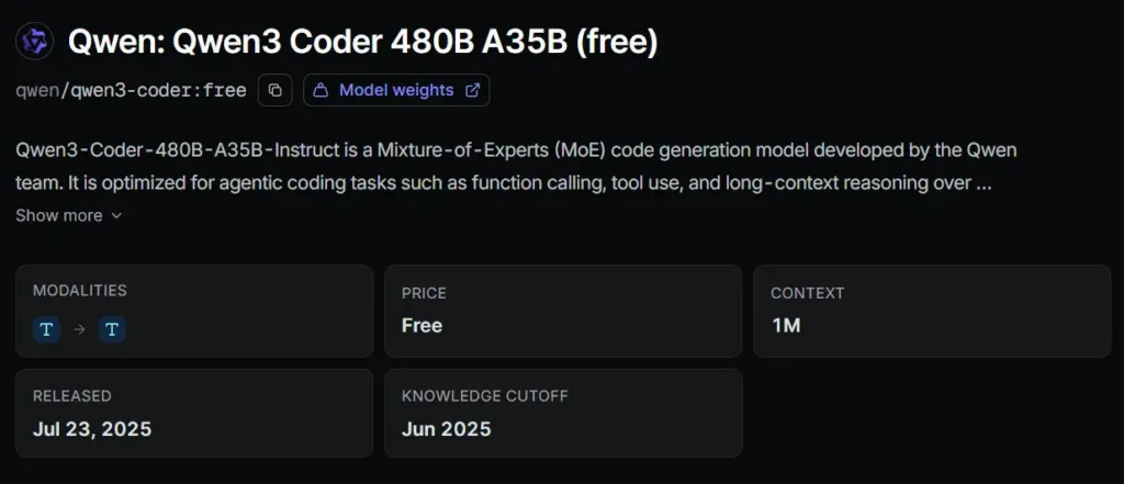 Qwen3 Coder 480B A35B Best Overall Free Coding Model